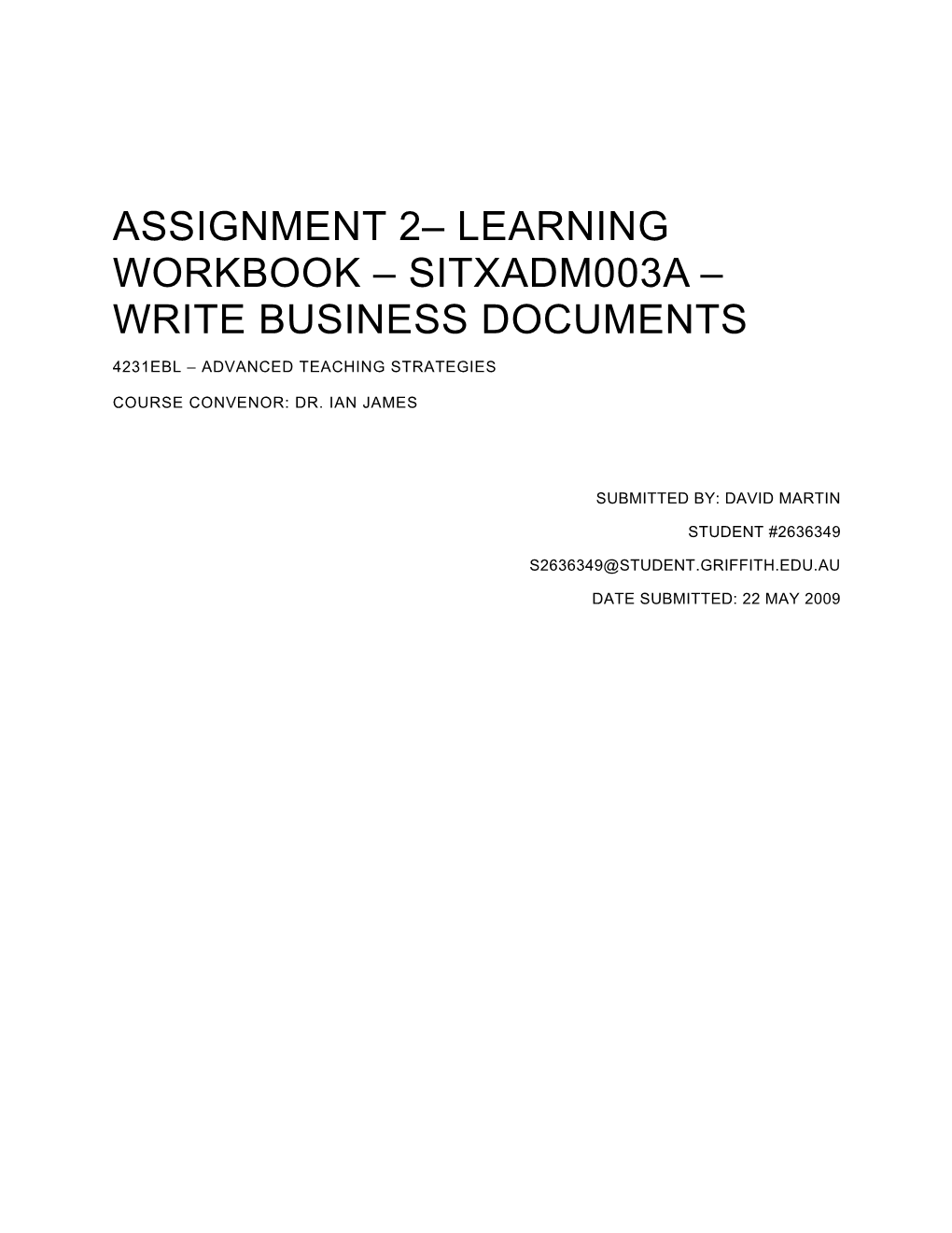 Assignment 2 Learning Guide Workbook