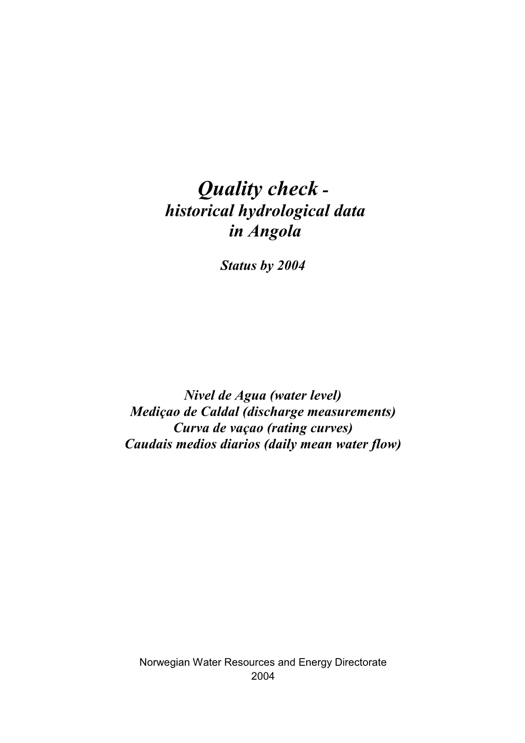 Quality Check - Historical Hydrological Data in Angola