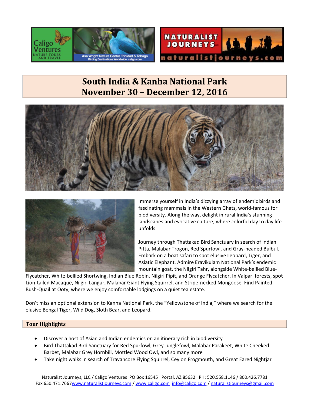 South India & Kanha National Park November 30