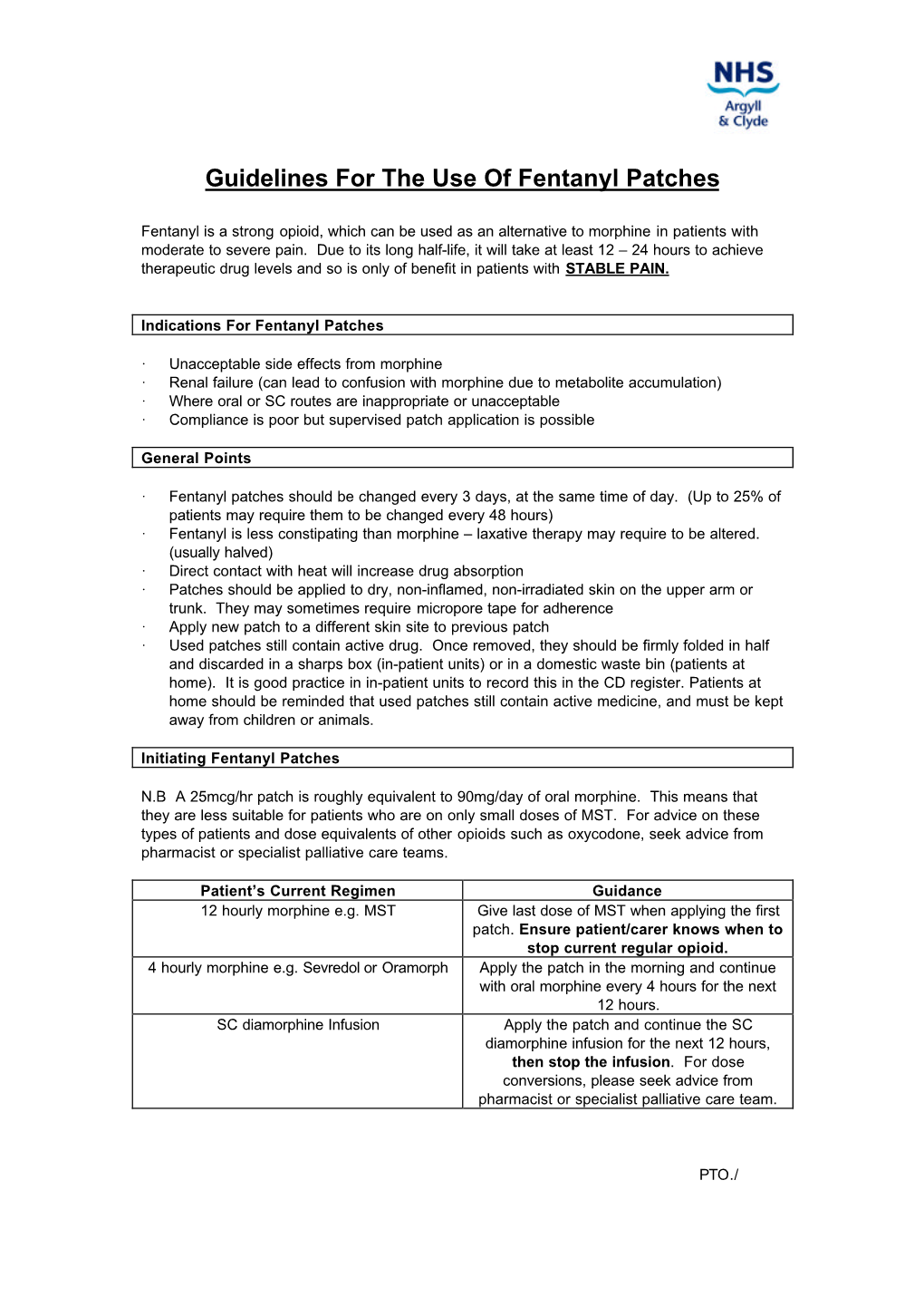 Fentanyl Patch Guidelines A&C