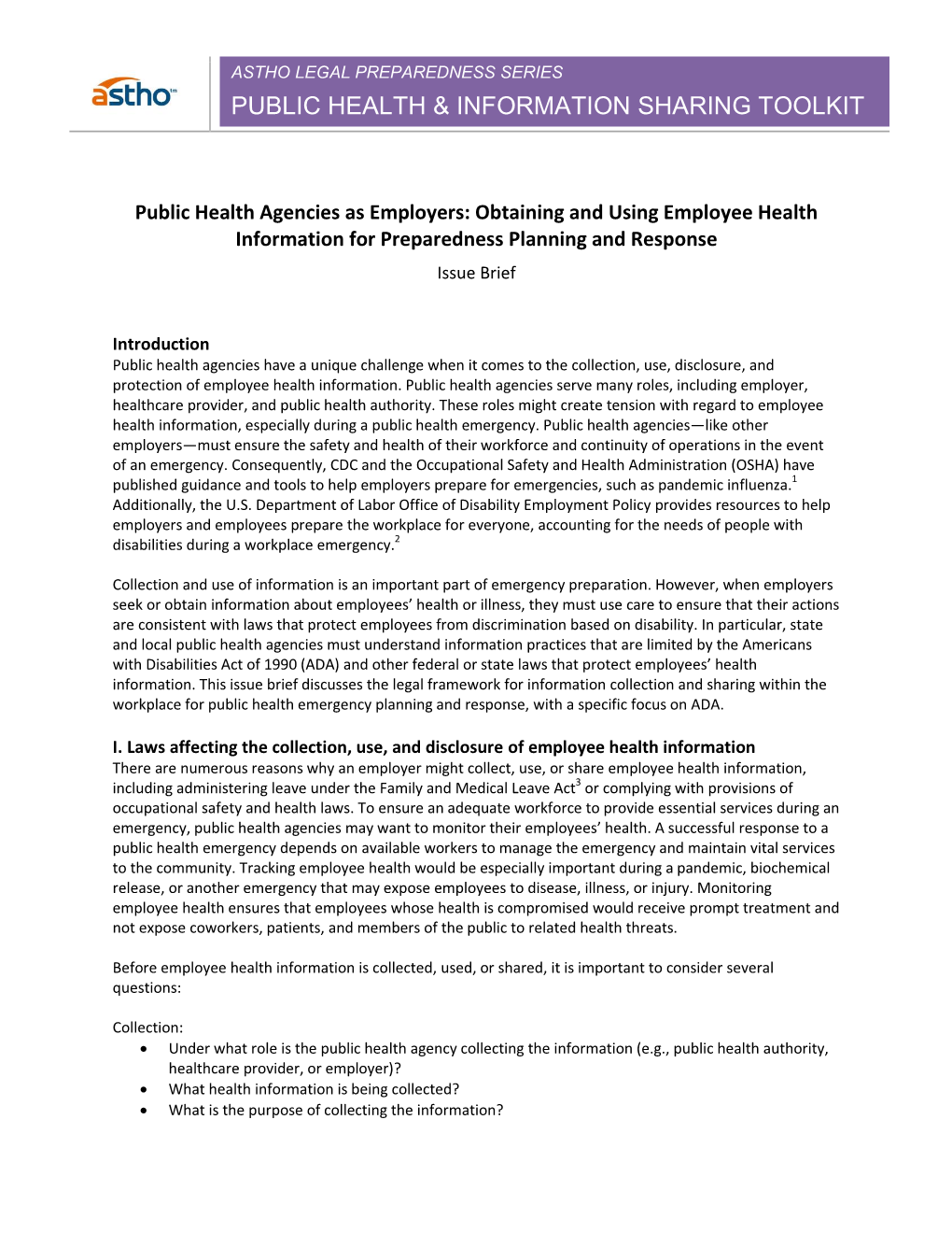Public Health & Information Sharing Toolkit