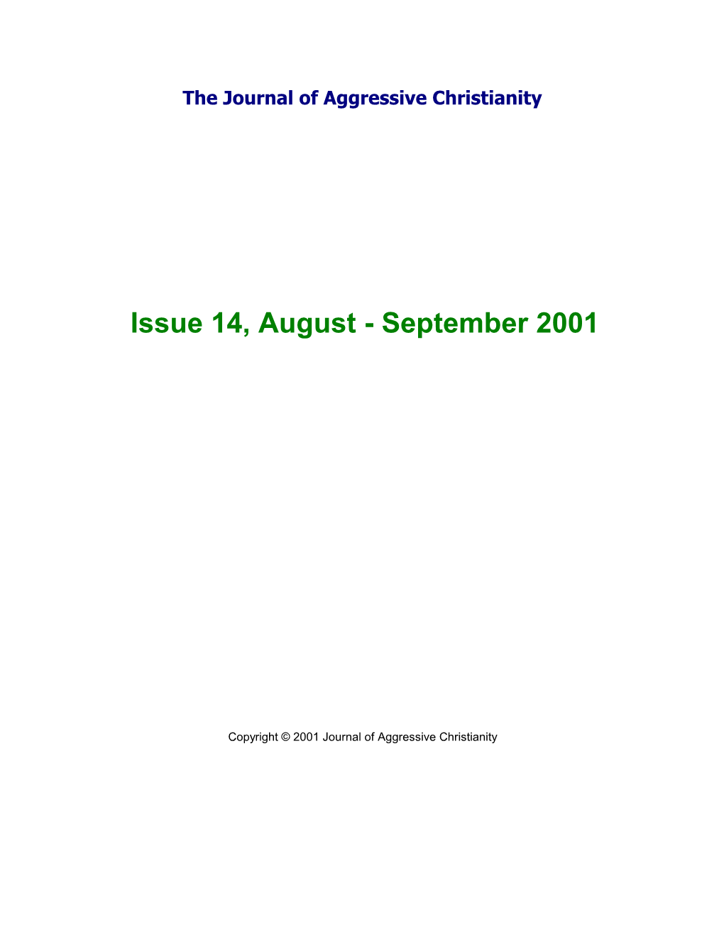 Issue 14, August - September 2001