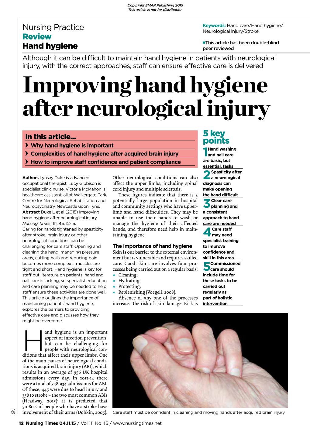 Improving Hand Hygiene After Neurological Injury
