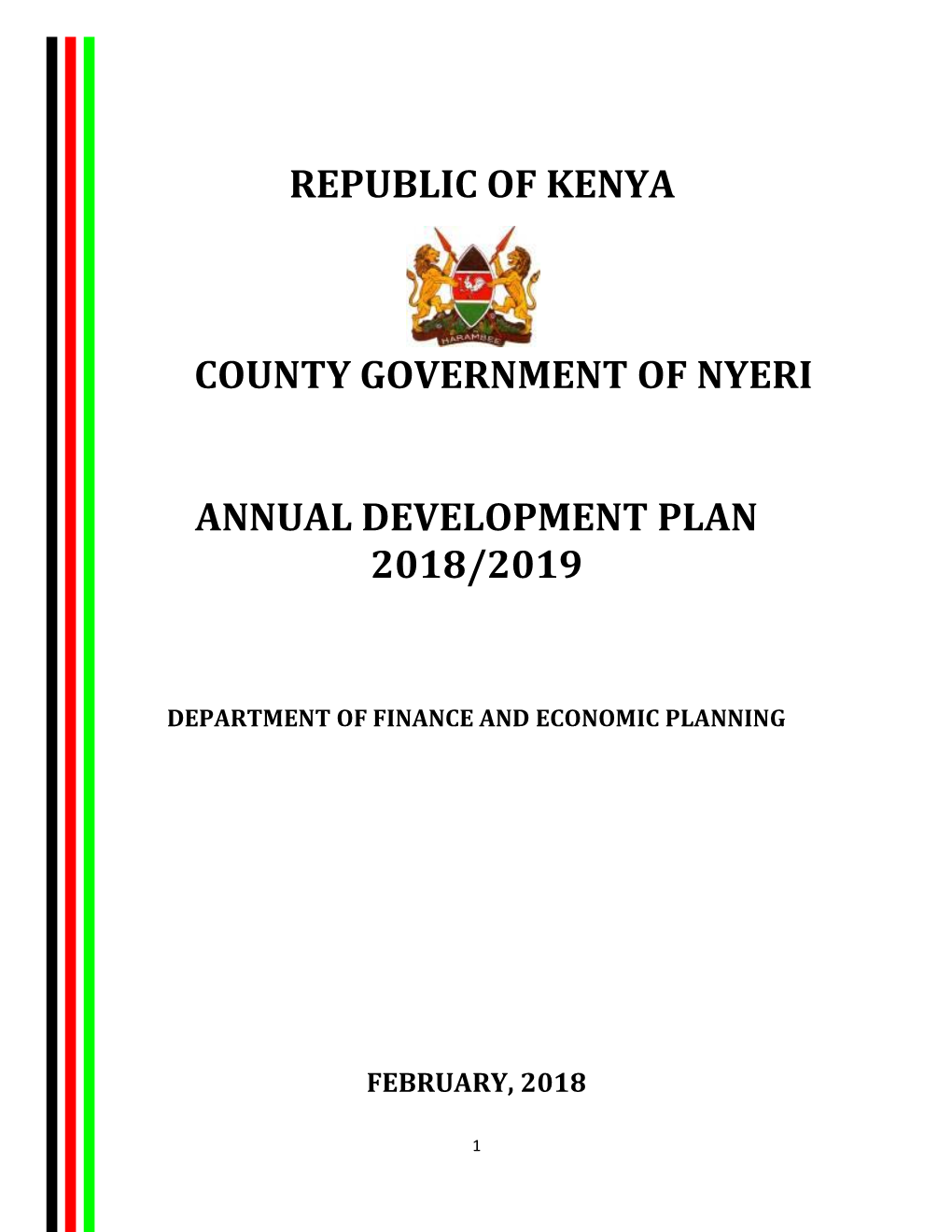 Republic of Kenya County Government of Nyeri