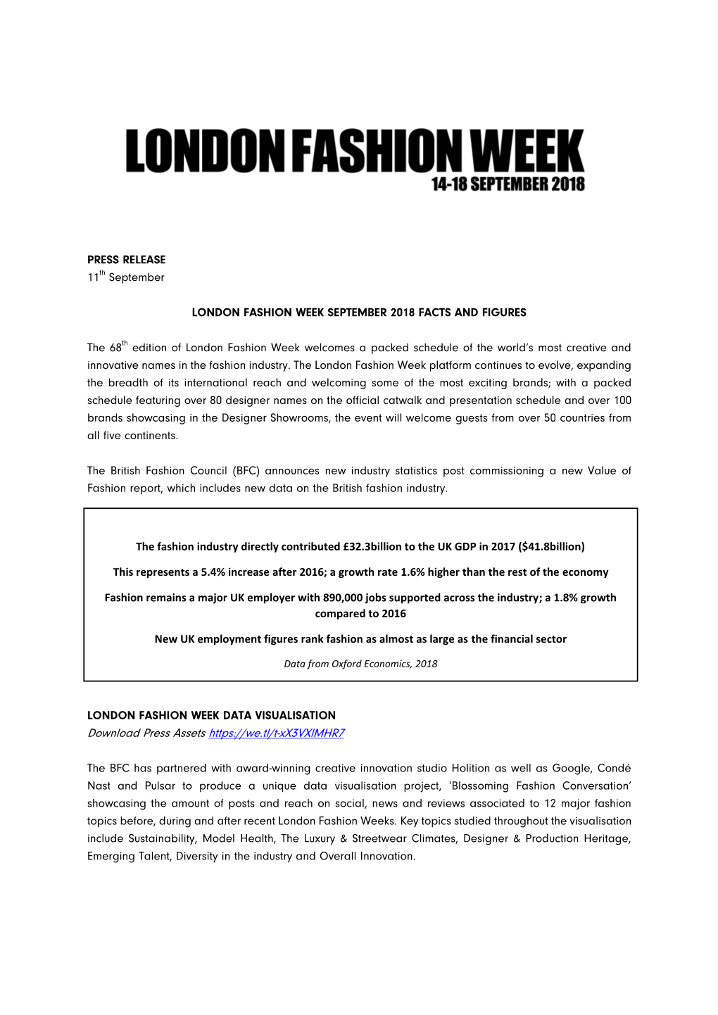 London Fashion Week September 2018 Facts and Figures