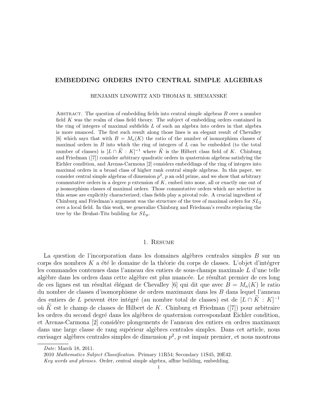 Embedding Orders in Central Simple Algebras