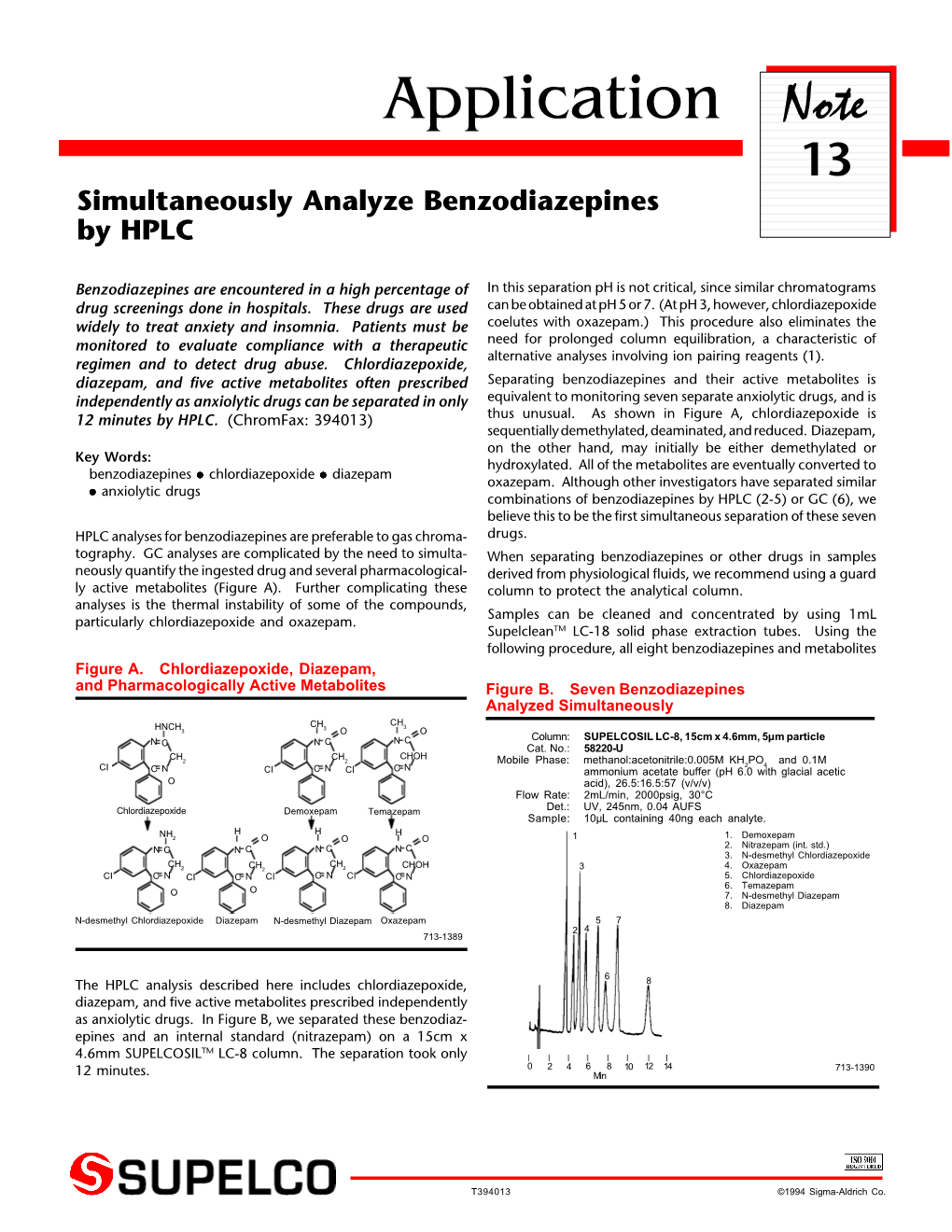 Application Note 13 Simultaneously Analyze Benzodiazepines by HPLC