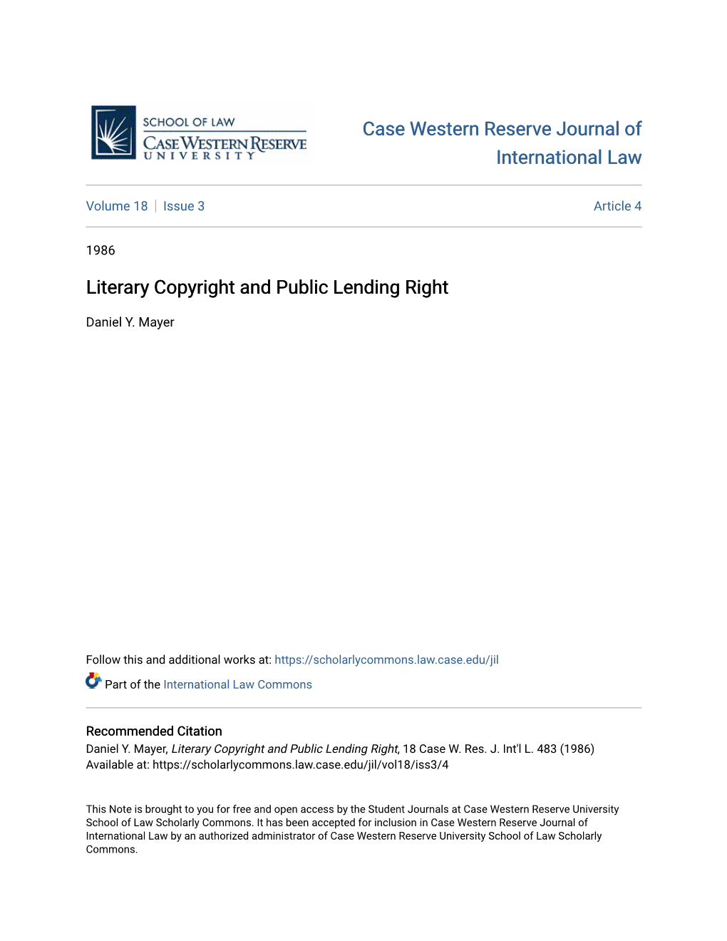 Literary Copyright and Public Lending Right