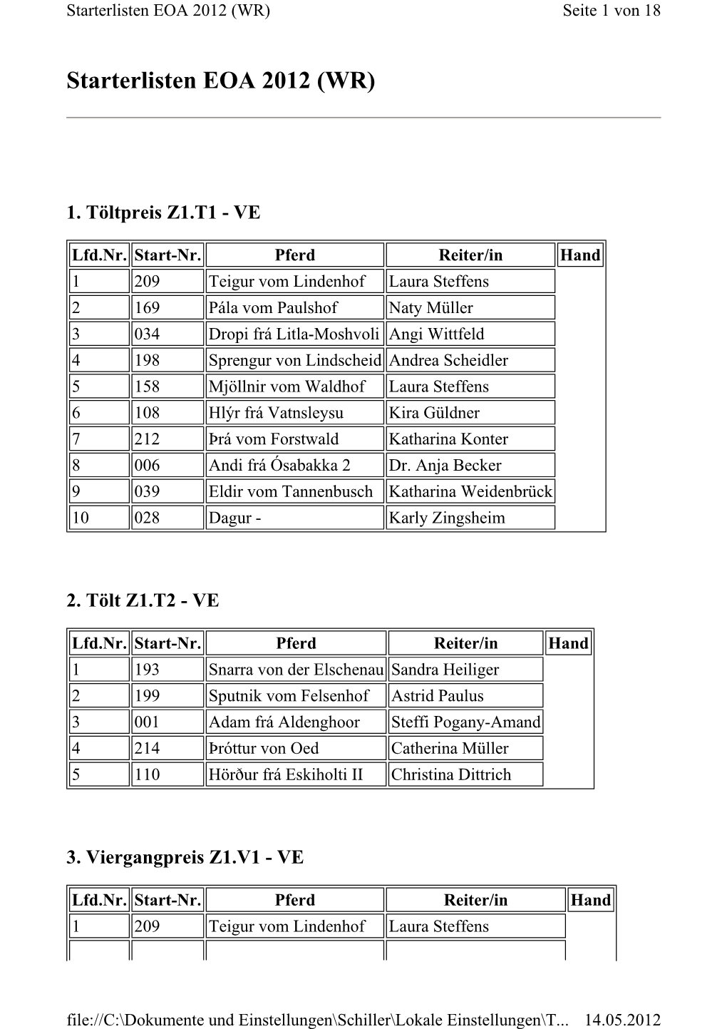 Starterlisten EOA 2012 (WR) Seite 1 Von 18