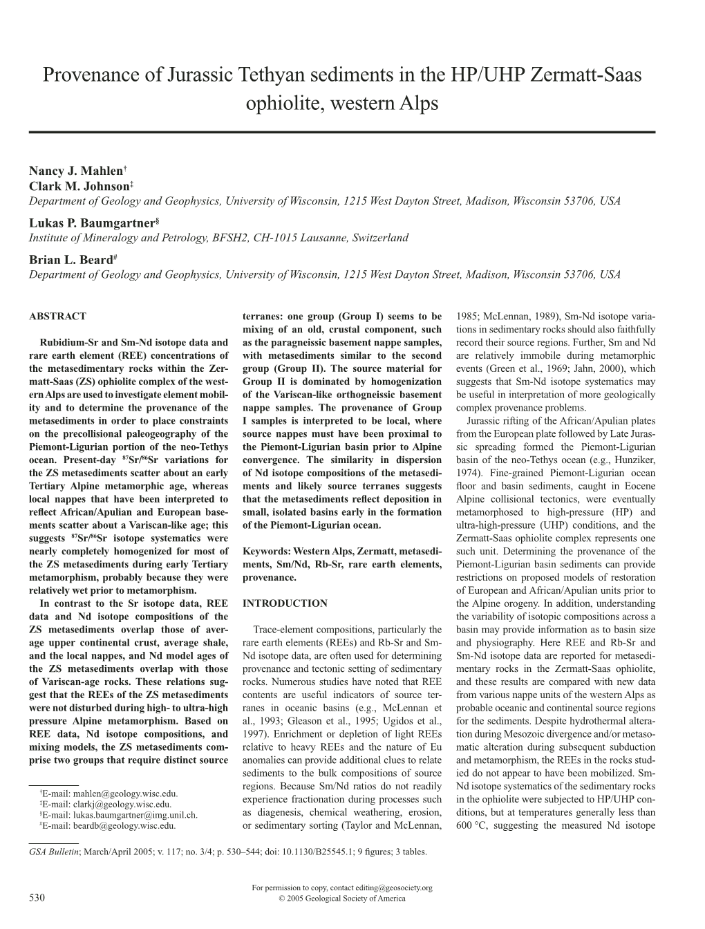 Provenance of Jurassic Tethyan Sediments in the HP/UHP Zermatt-Saas Ophiolite, Western Alps