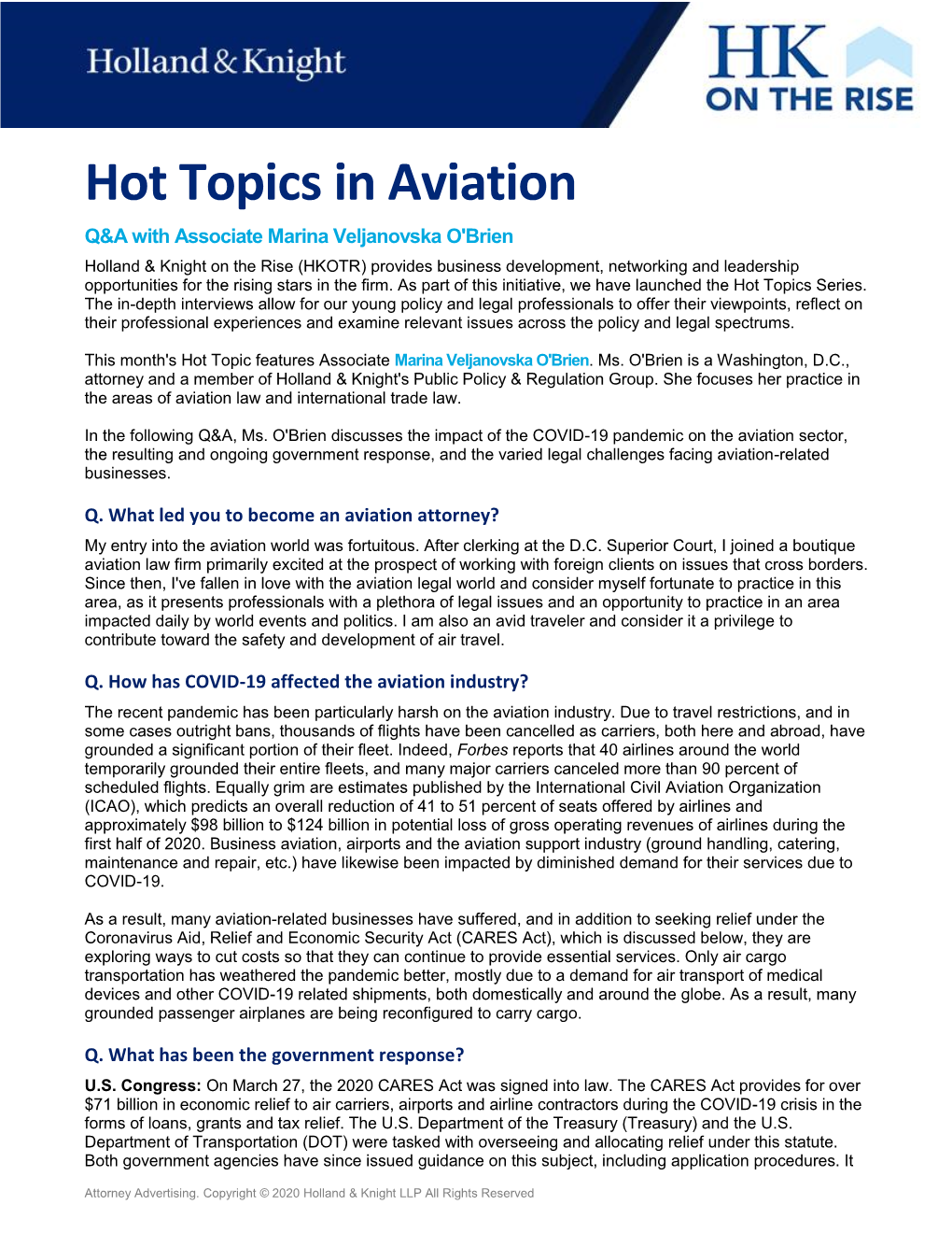 Hot Topics in Aviation
