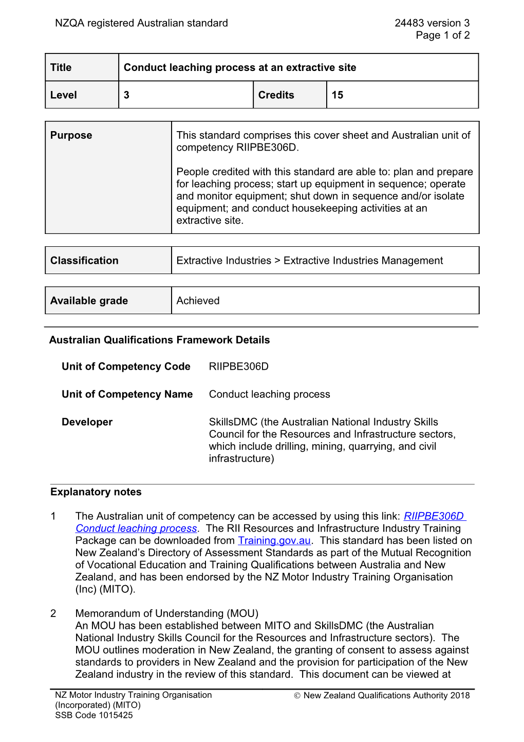 24483 Conduct Leaching Process at an Extractive Site