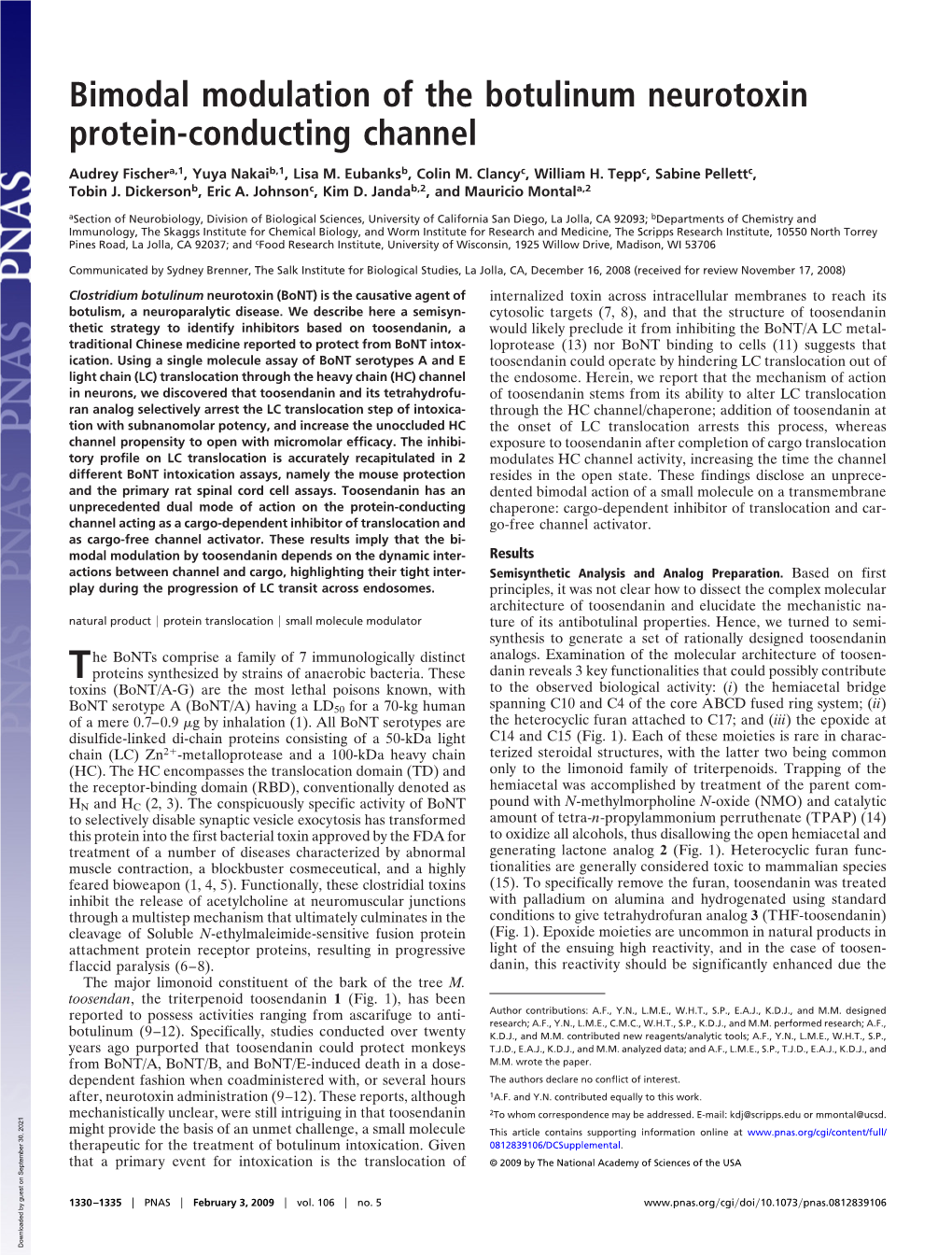 Bimodal Modulation of the Botulinum Neurotoxin Protein-Conducting Channel