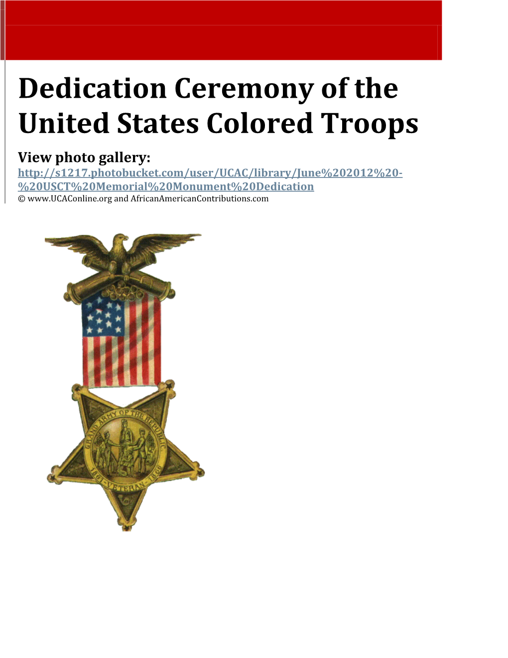 Dedication Ceremony of the United States Colored Troops