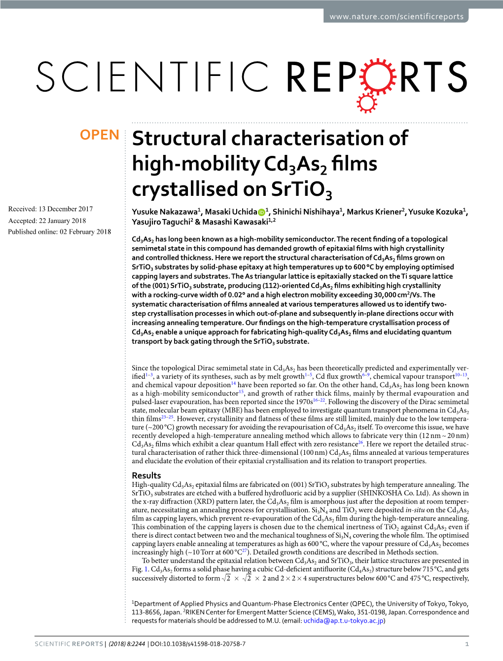 Structural Characterisation of High-Mobility Cd3as2 Films