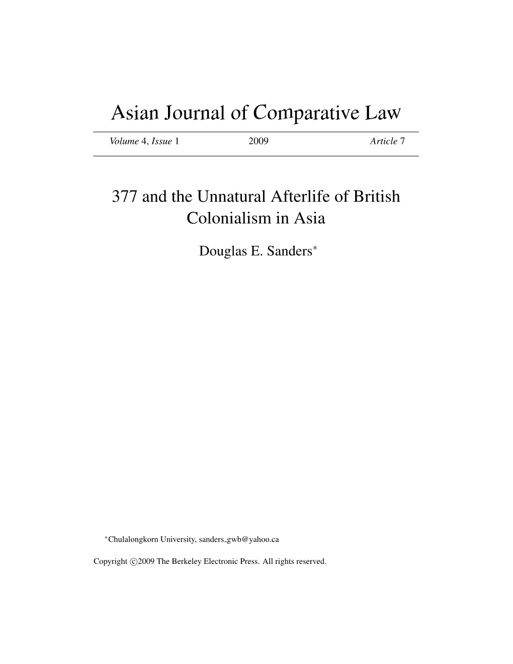 Asian Journal of Comparative Law