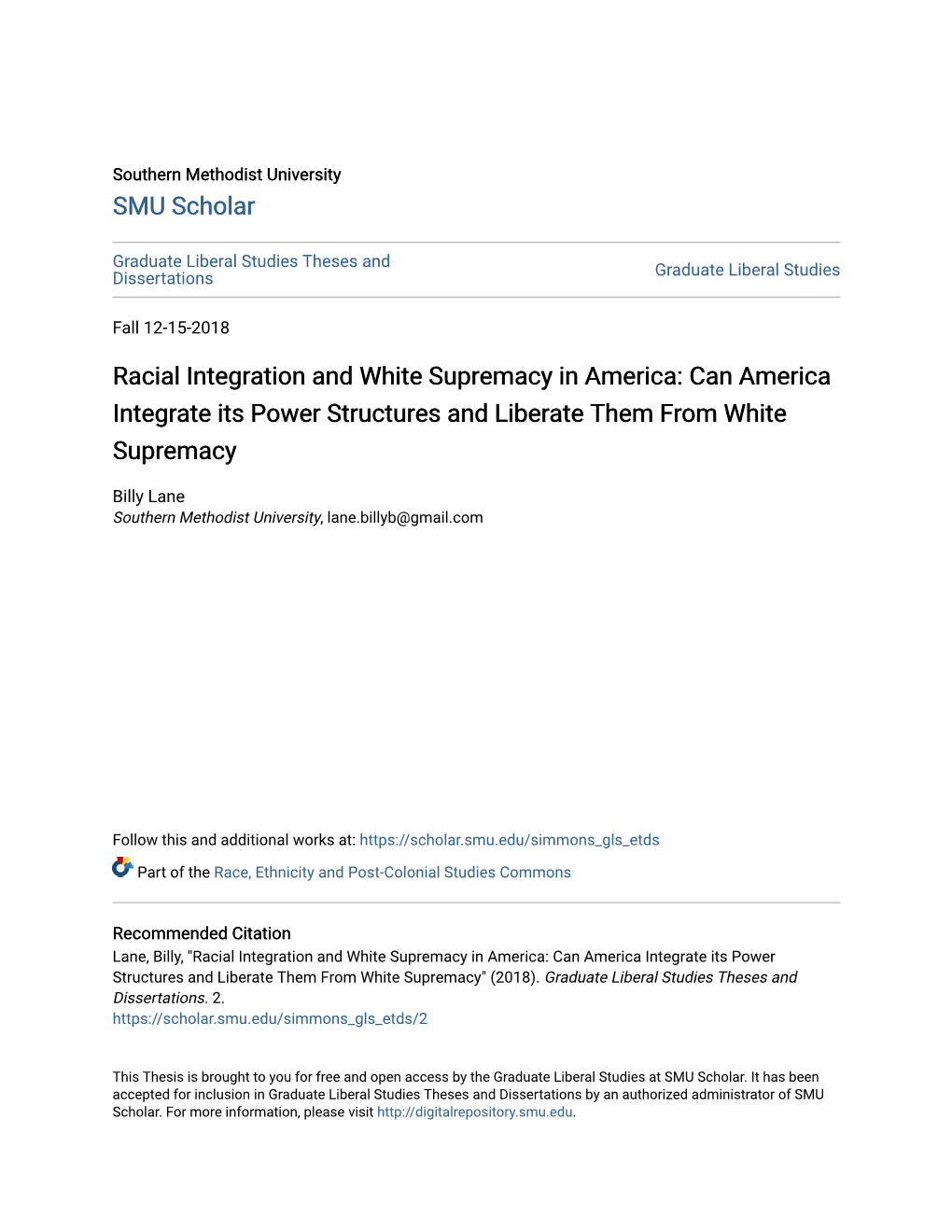 Racial Integration and White Supremacy in America: Can America Integrate Its Power Structures and Liberate Them from White Supremacy