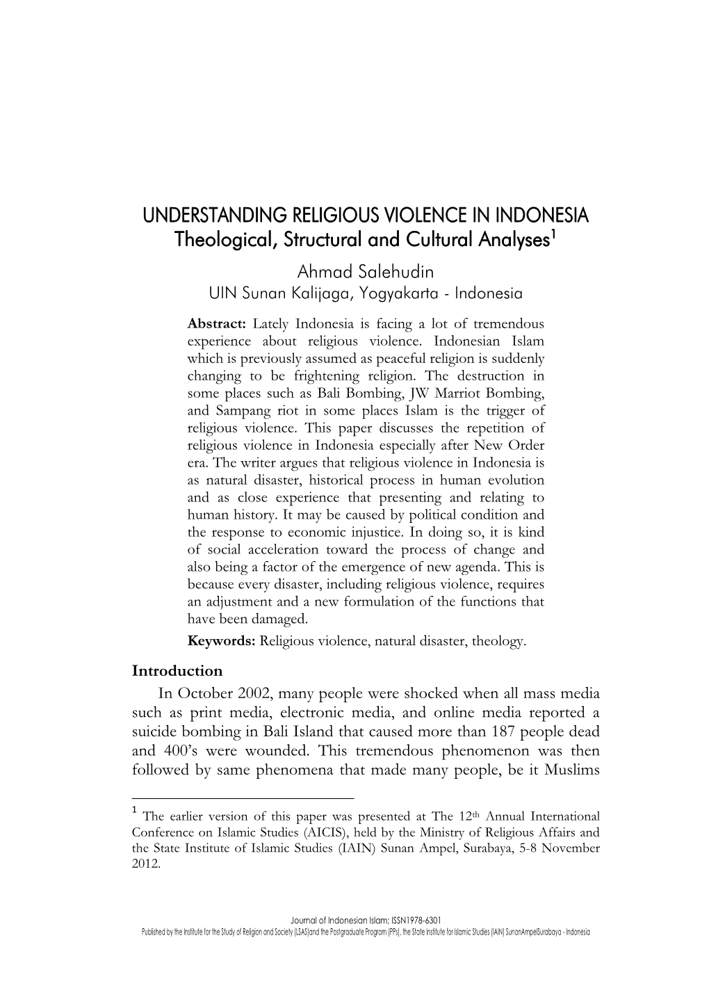 Understanding Religious Violence in Indonesia