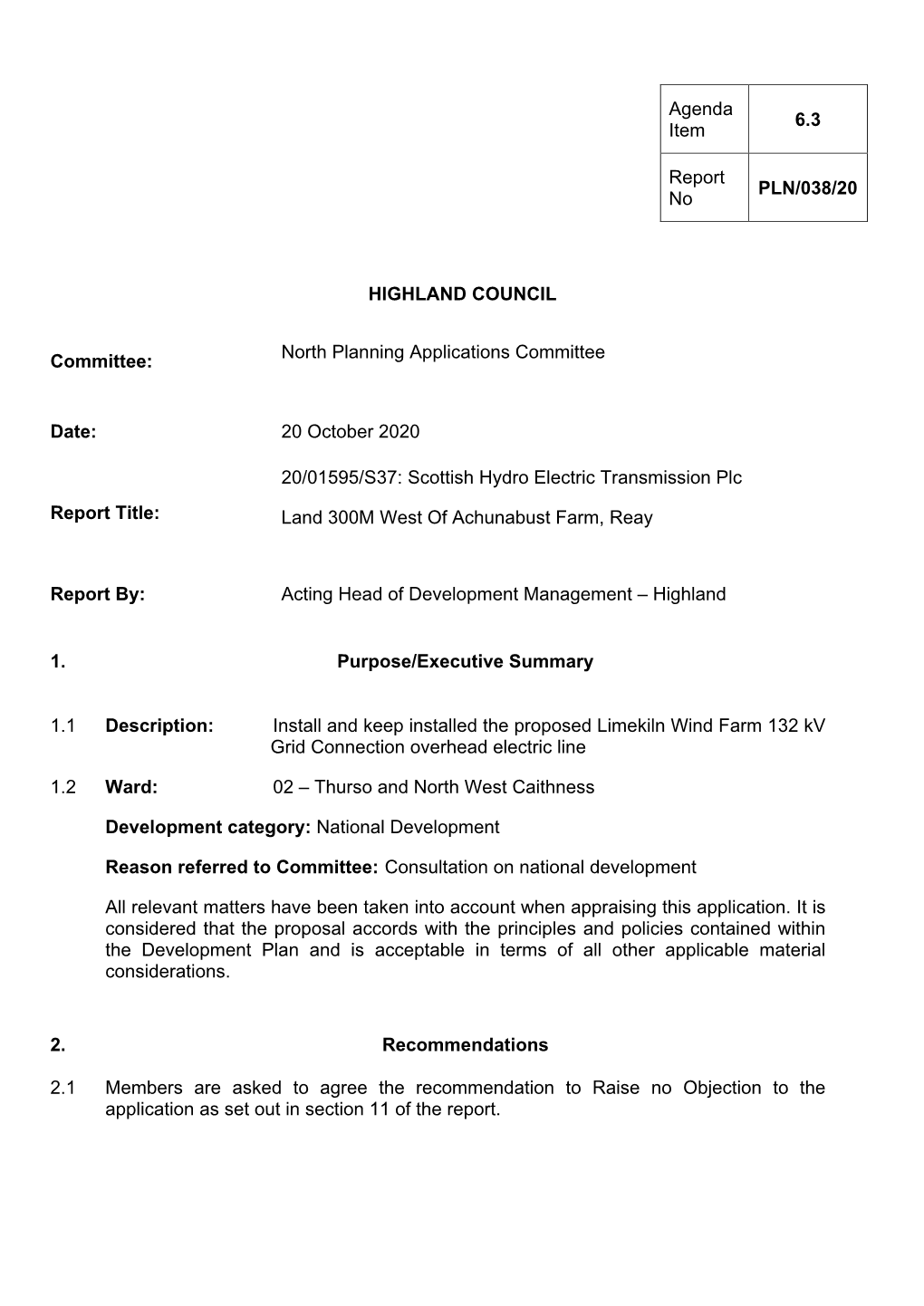 Scottish Hydro Electric Transmission Plc (20/01595/S37) (PLN/038/20