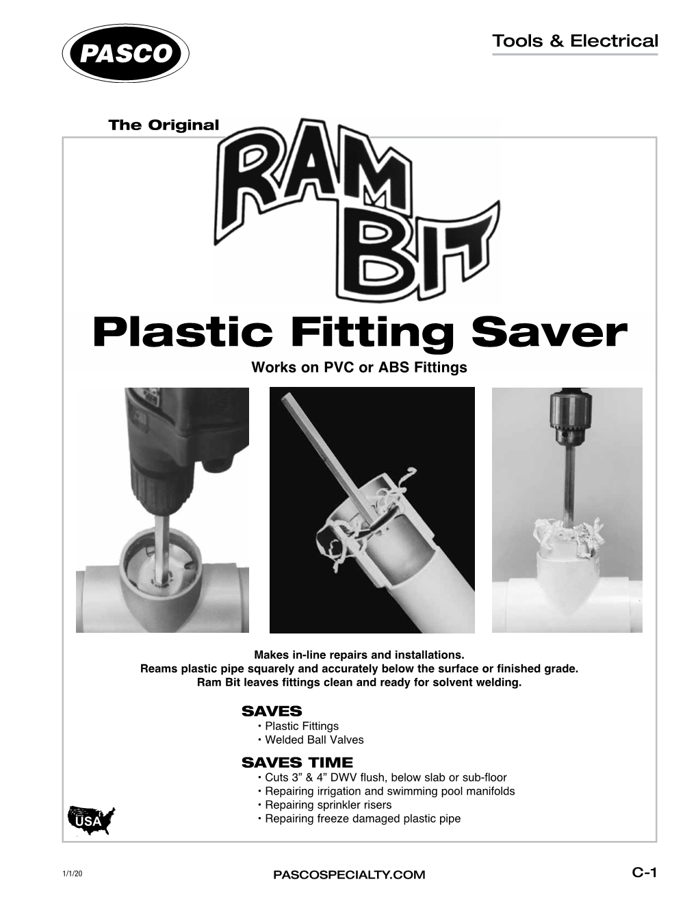 Plastic Fitting Saver Works on PVC Or ABS Fittings