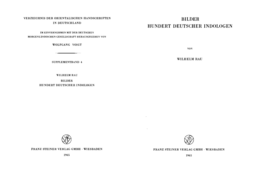 Bilder Hundert Deutscher Indologen