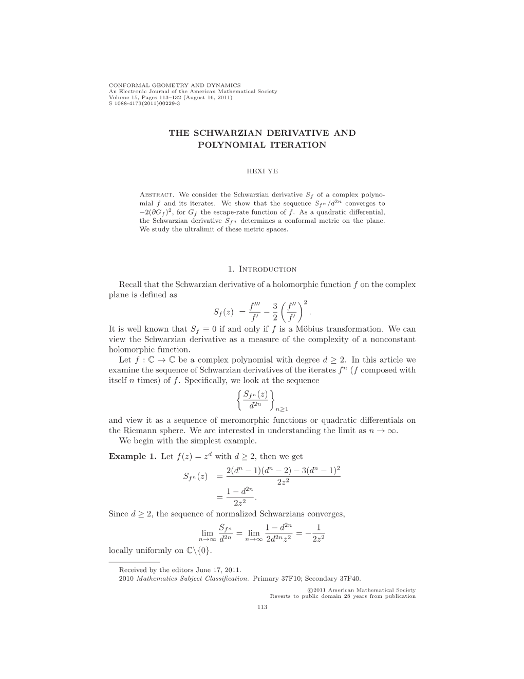 The Schwarzian Derivative and Polynomial Iteration