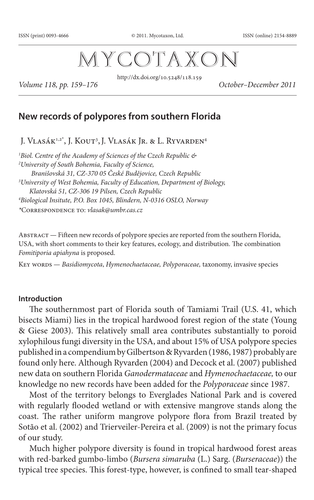 New Records of Polypores from Southern Florida