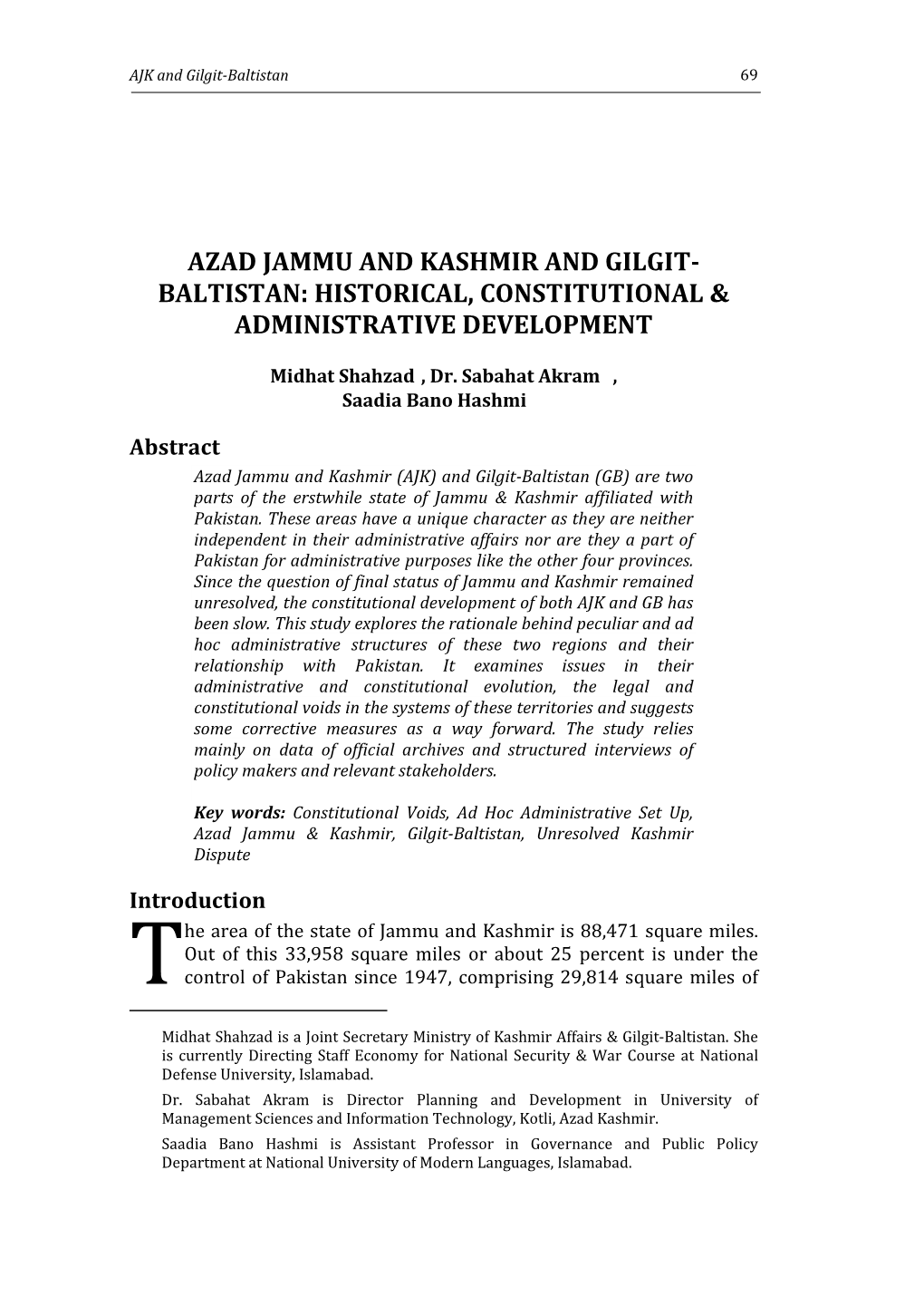 Azad Jammu and Kashmir and Gilgit Baltistan