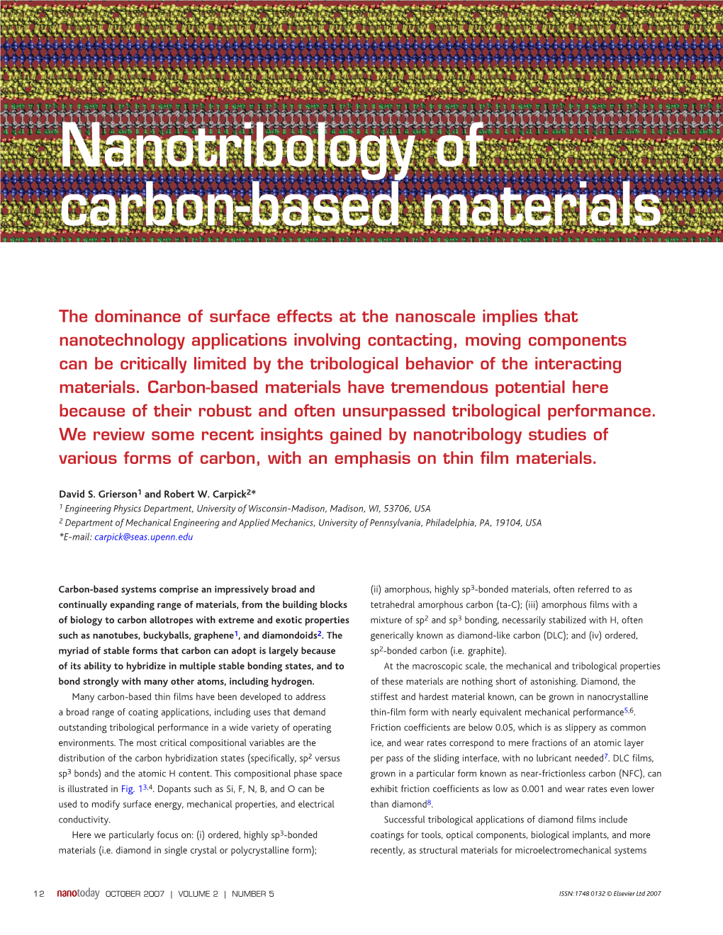 Nanotribology of Carbon-Based Materials