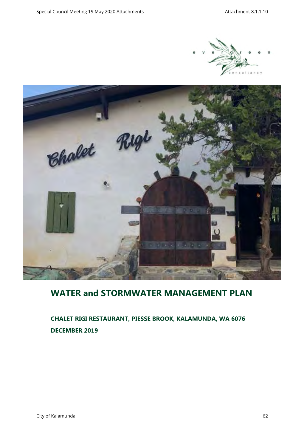 WATER and STORMWATER MANAGEMENT PLAN