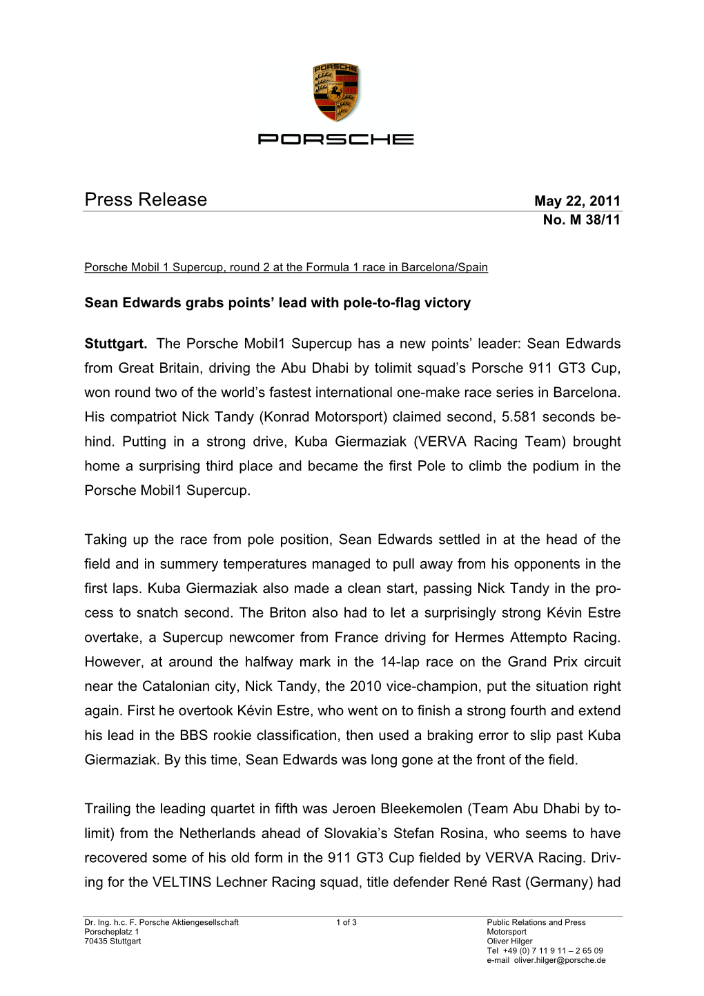 Press Release May 22, 2011 No