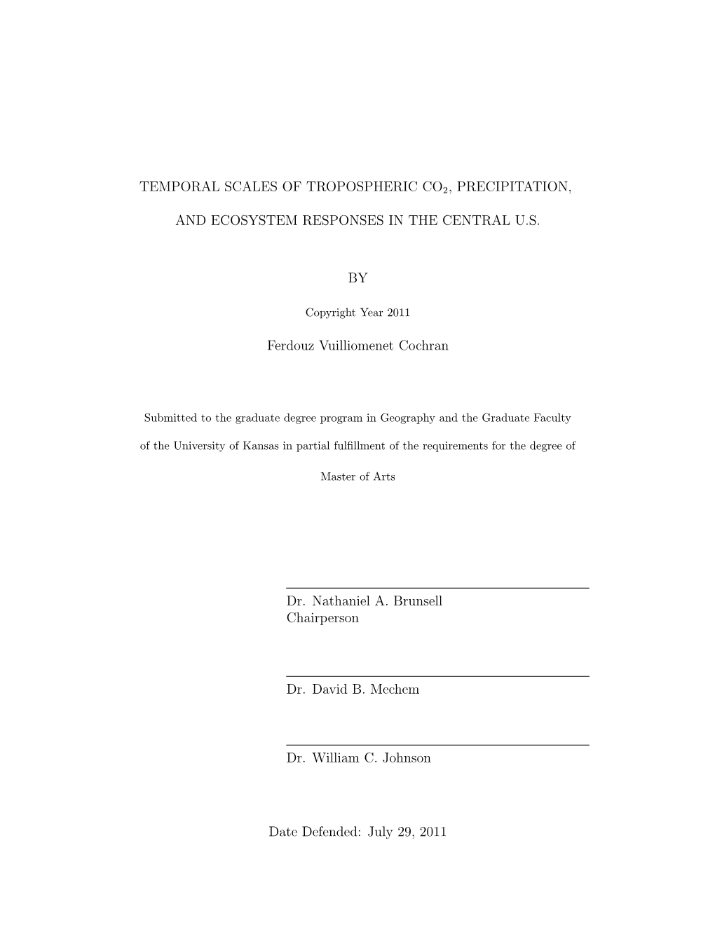 Temporal Scales of Tropospheric Co2, Precipitation