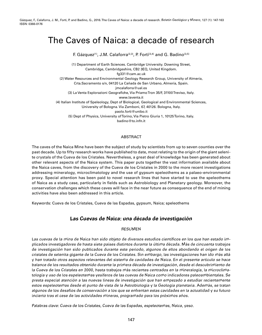 Las Cuevas De Naica: Una Década De Investigación