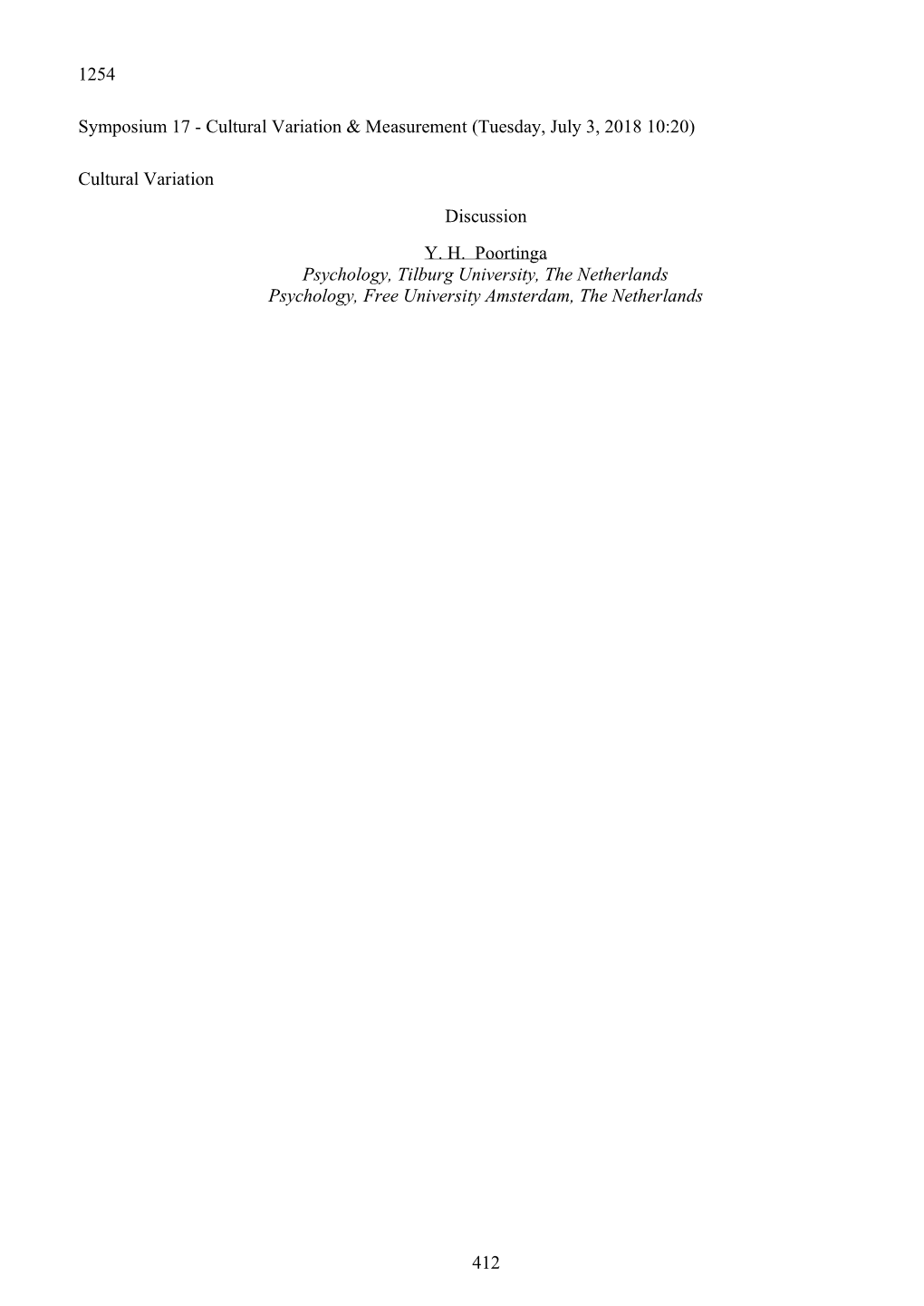 Cultural Variation & Measurement (Tuesday, July 3, 2018 10:20)