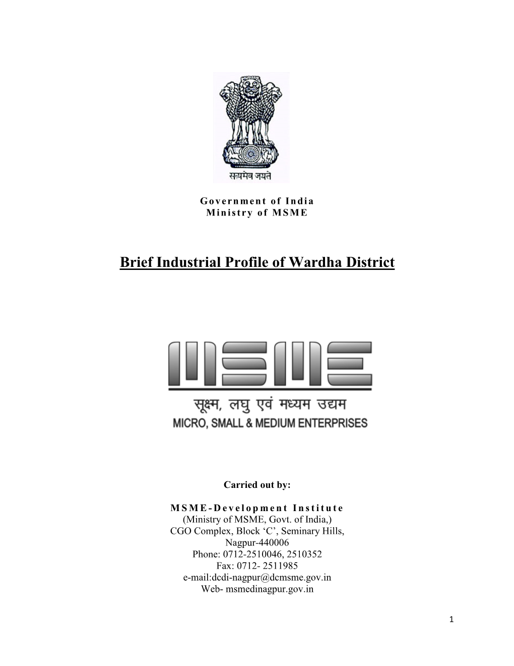 Brief Industrial Profile of Wardha District