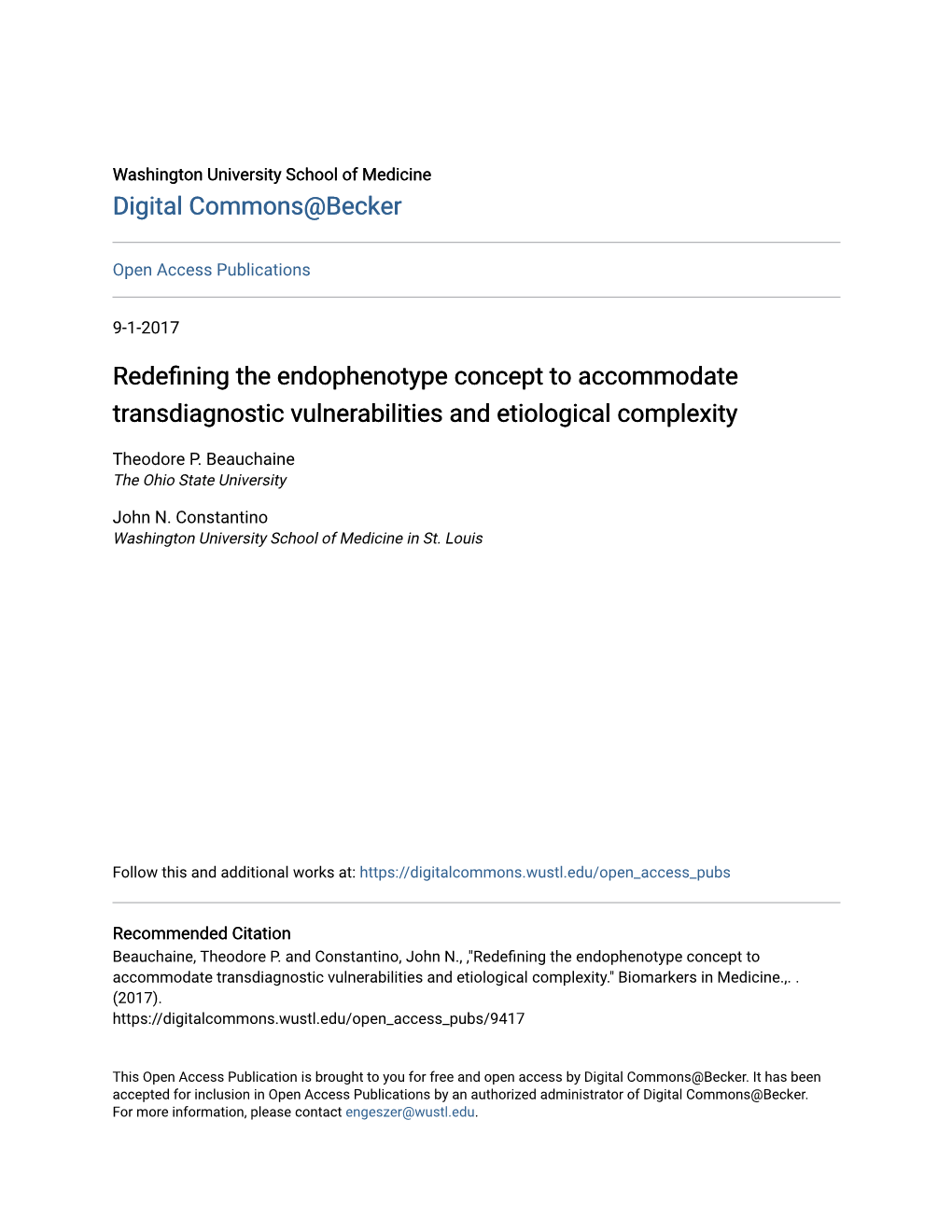 Redefining the Endophenotype Concept to Accommodate Transdiagnostic Vulnerabilities and Etiological Complexity