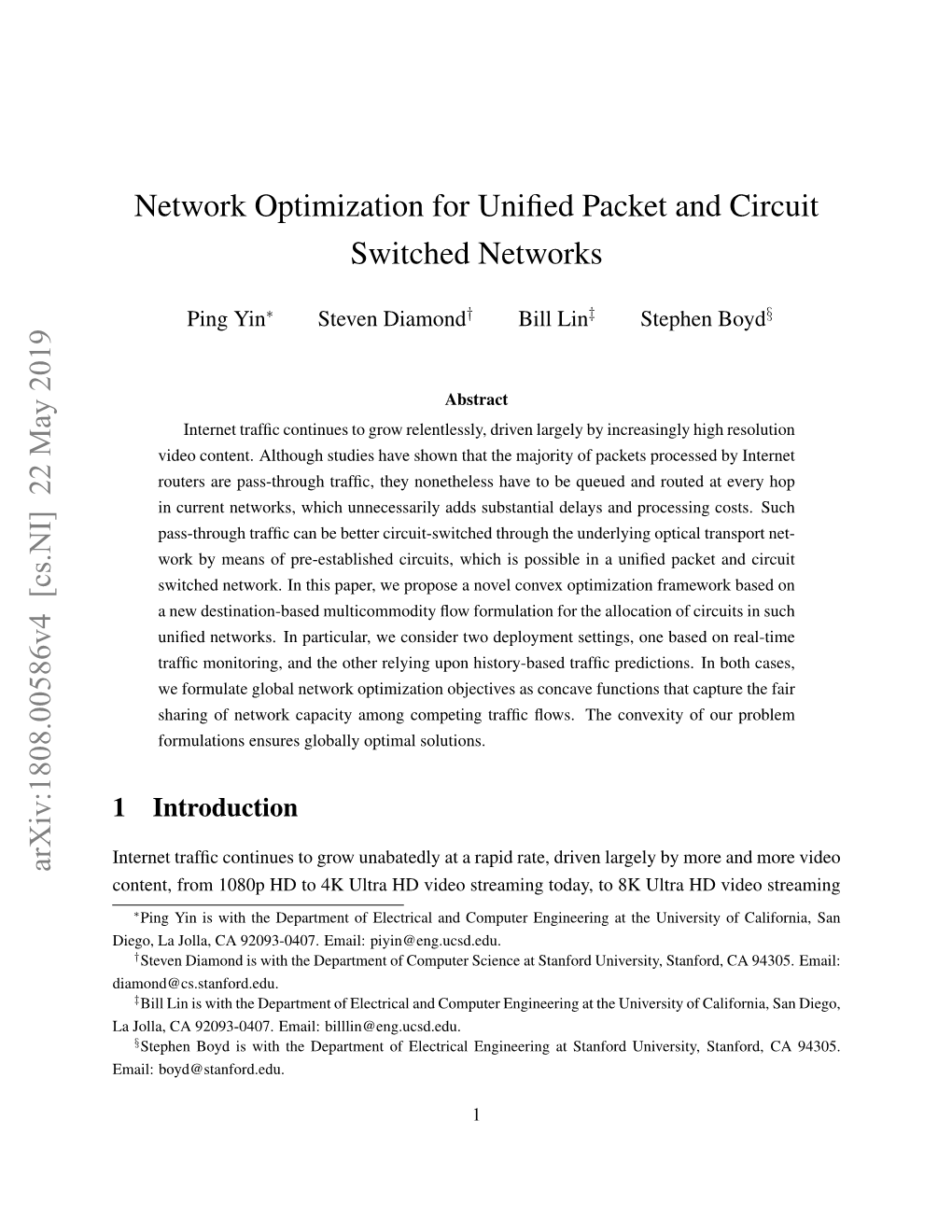 Network Optimization for Unified Packet and Circuit Switched