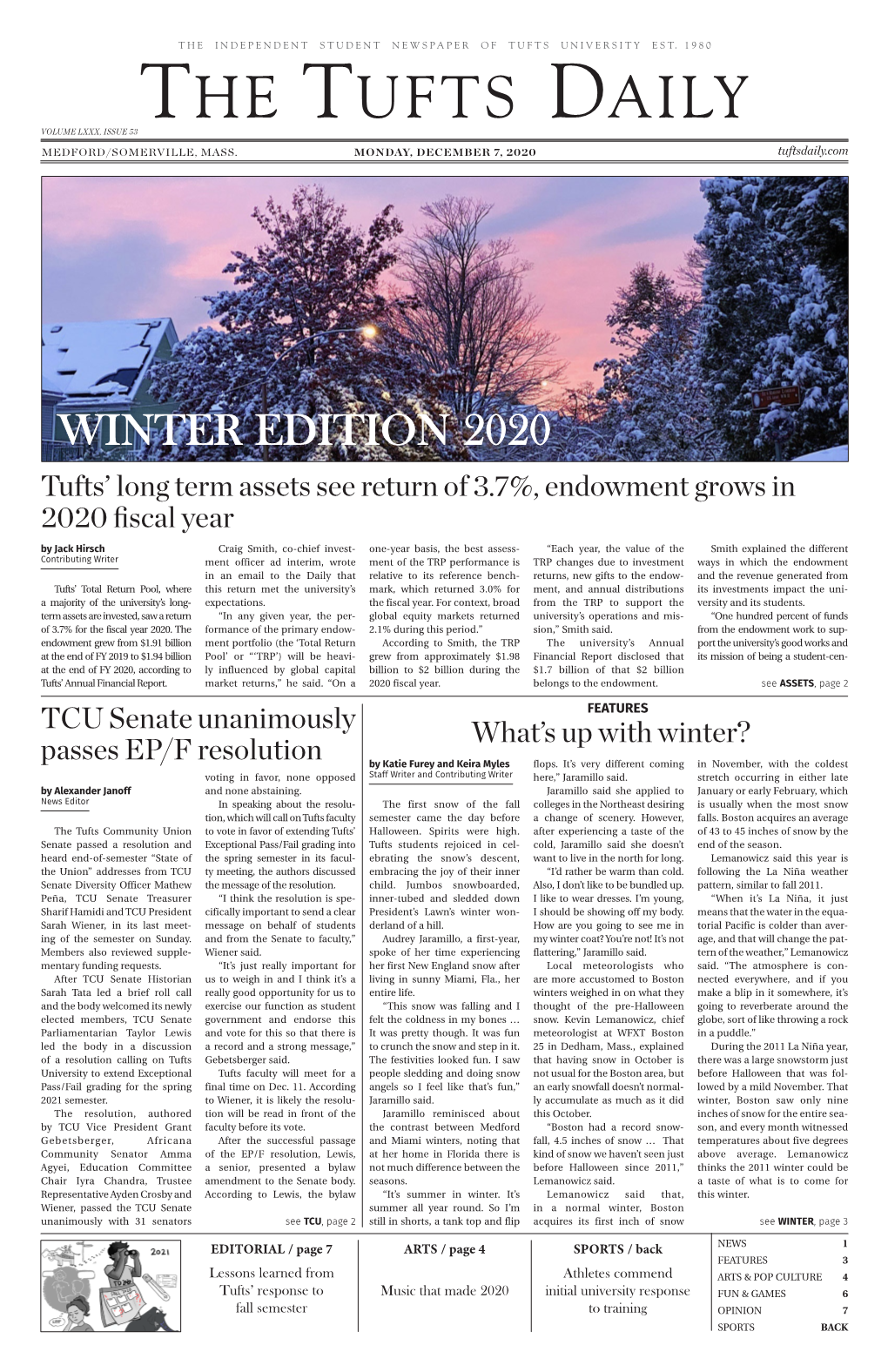 The Tufts Daily Volume Lxxx, Issue 53