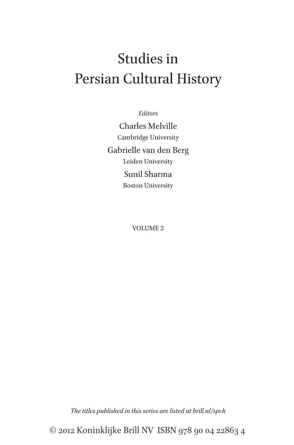 Studies in Persian Cultural History