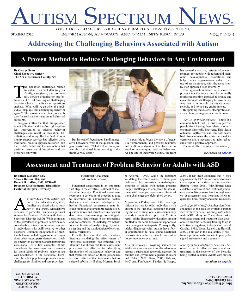 Addressing the Challenging Behaviors Associated with Autism