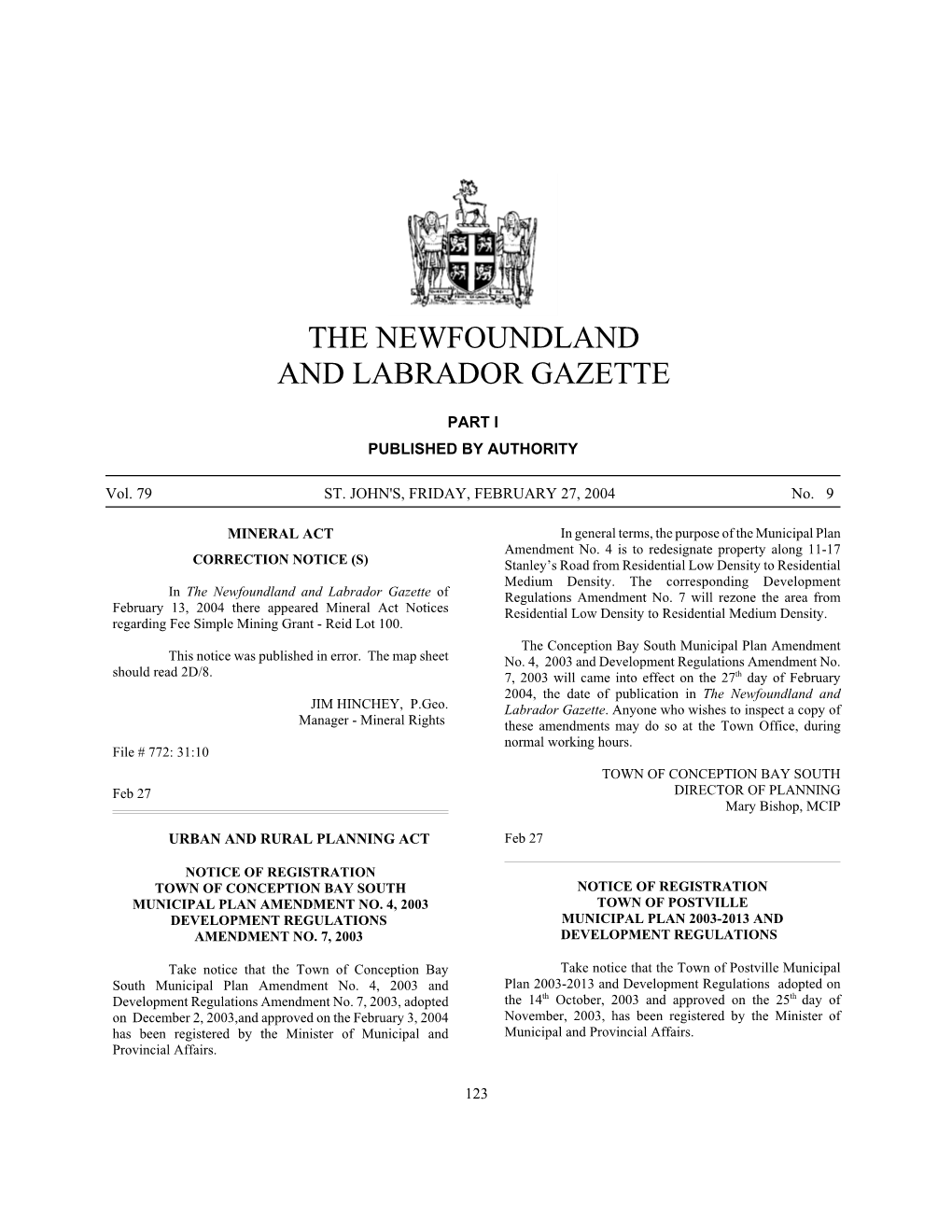 The Newfoundland and Labrador Gazette