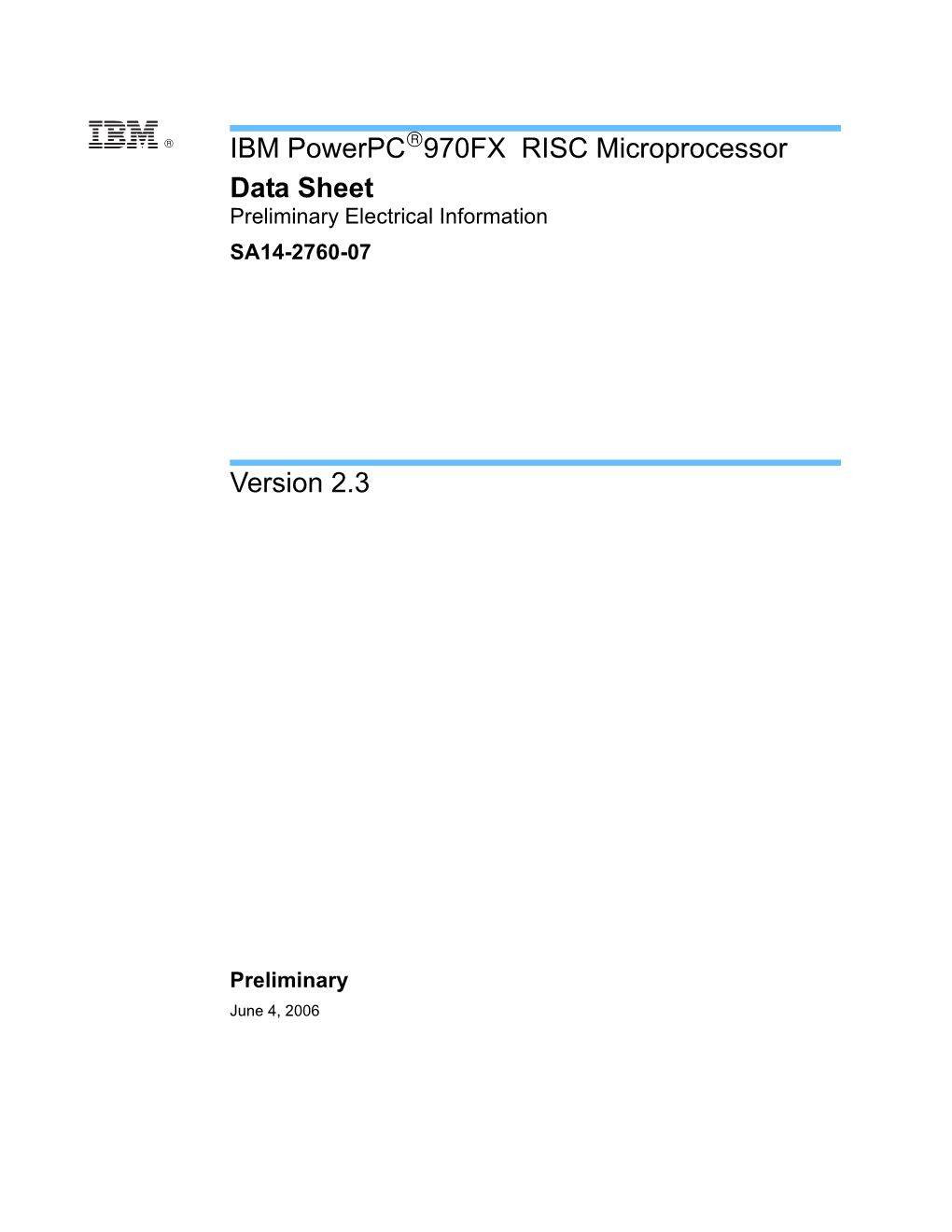 IBM Powerpc(R) 970+ RISC Microprocessor Datasheet