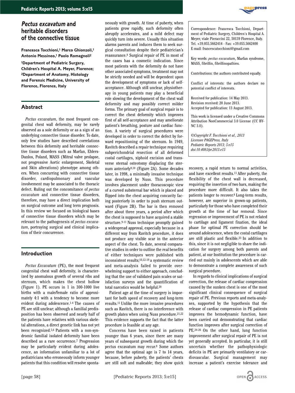 Pectus Excavatum and Heritable Disorders of the Connective Tissue