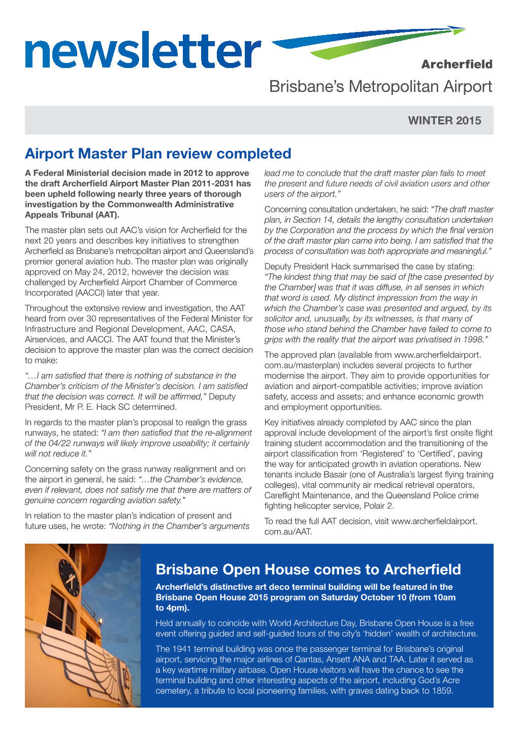 Brisbane Open House Comes to Archerfield Airport Master Plan