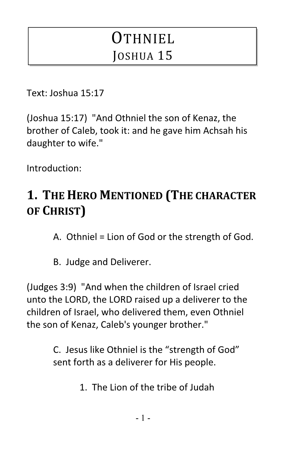 Othniel Joshua 15