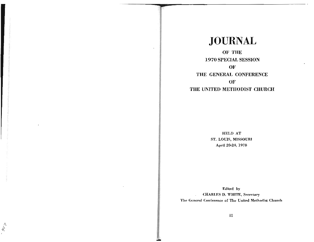 Journal of the 1970 Special Session of the General Conference of the United Methodist Church