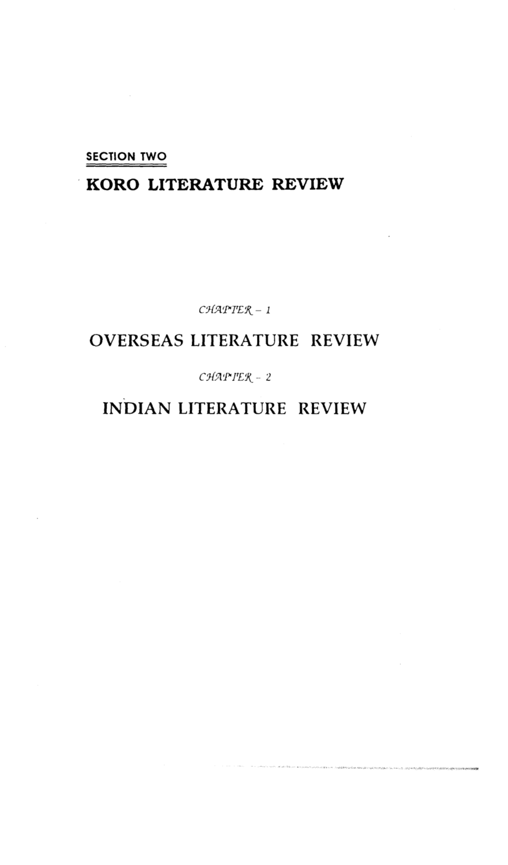 Koro Literature Review