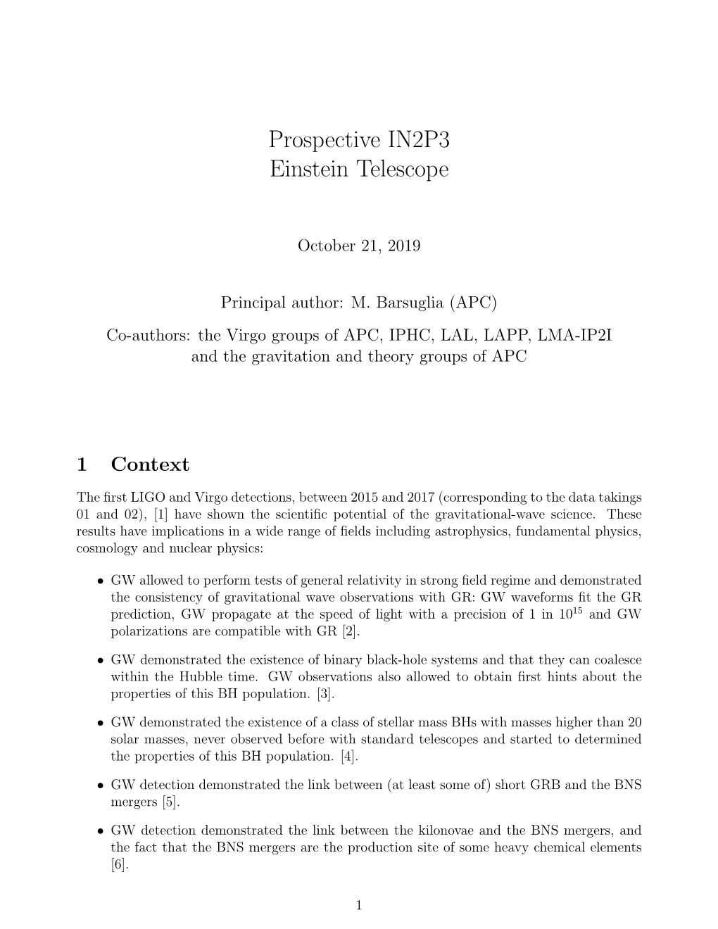 Prospective IN2P3 Einstein Telescope