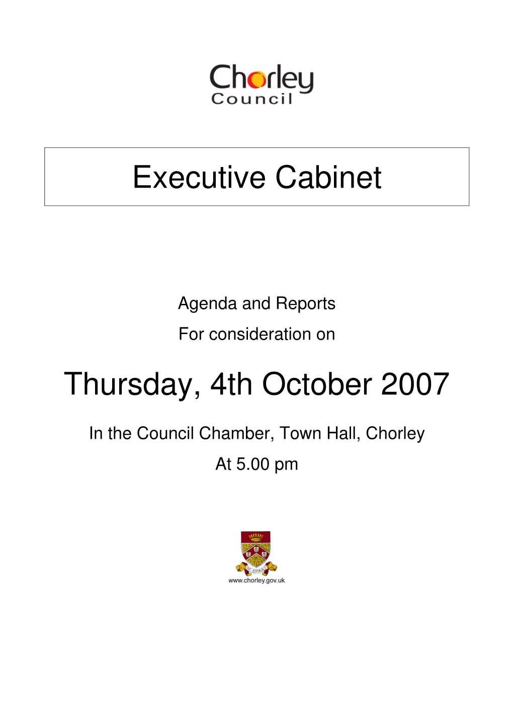 Executive Cabinet Thursday, 4Th October 2007