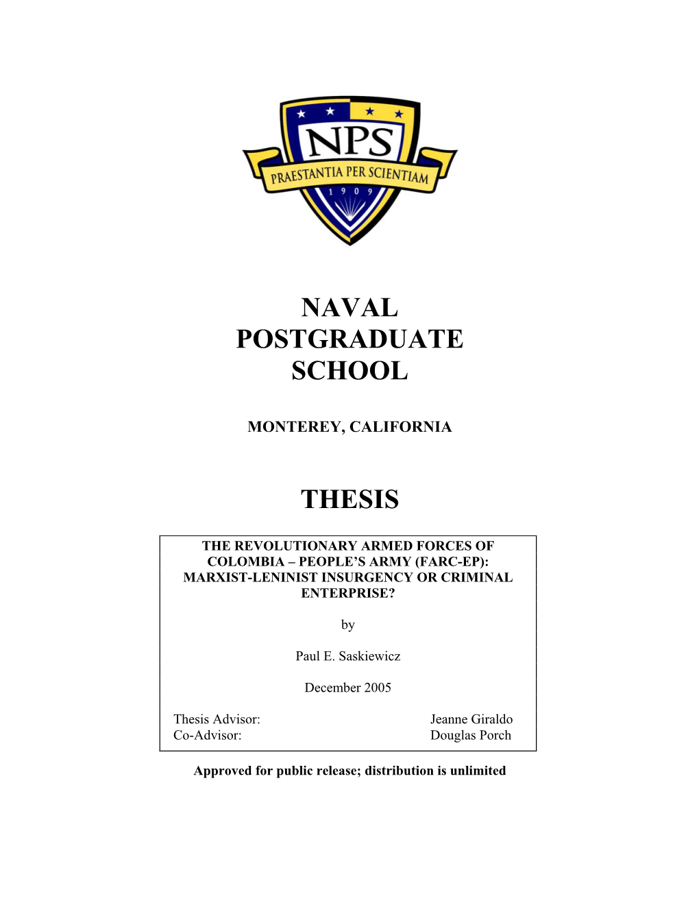 Naval Postgraduate School Thesis